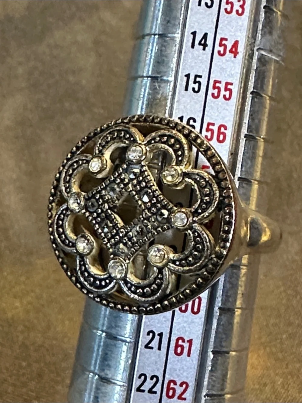 Ornate 925 Silver Filigree Cocktail Ring - Women size 8.5